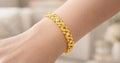 Gold Tone S-Link Bracelet, Heart Accents, Textured Polished Chain Jewelry