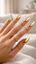 Metal Nail Rings Set - Gold Silver Adjustable Claws Jewelry for Fingertips