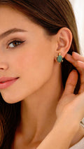 Gold Turtle Stud Earrings – Blue Crystal Shell, Vintage Animal Jewelry