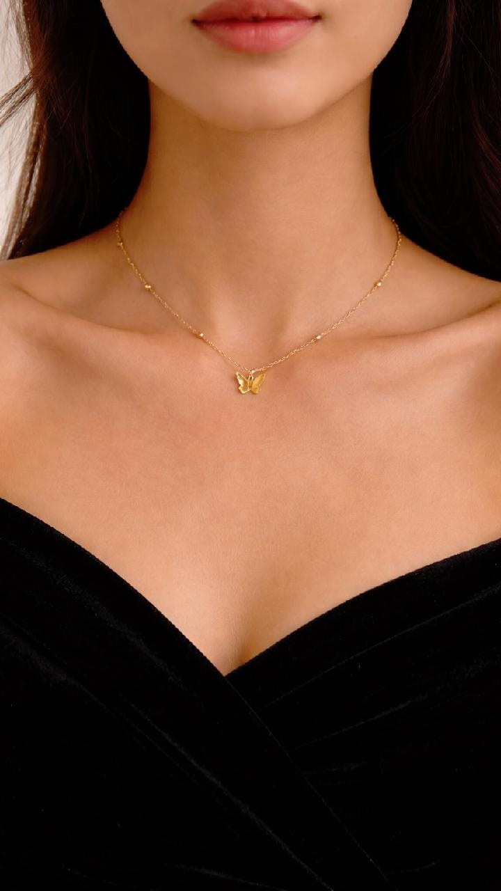 Gold Butterfly Back Necklace, Elegant Open Back Dress Jewelry