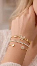 Gold Silver Infinity Heart Tennis Stackable Bracelet Set Women