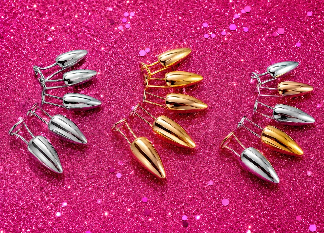 Y2K Chrome Nail Ring Set, Gold Silver Statement Fingertip Jewelry, Festival Rave Accessories