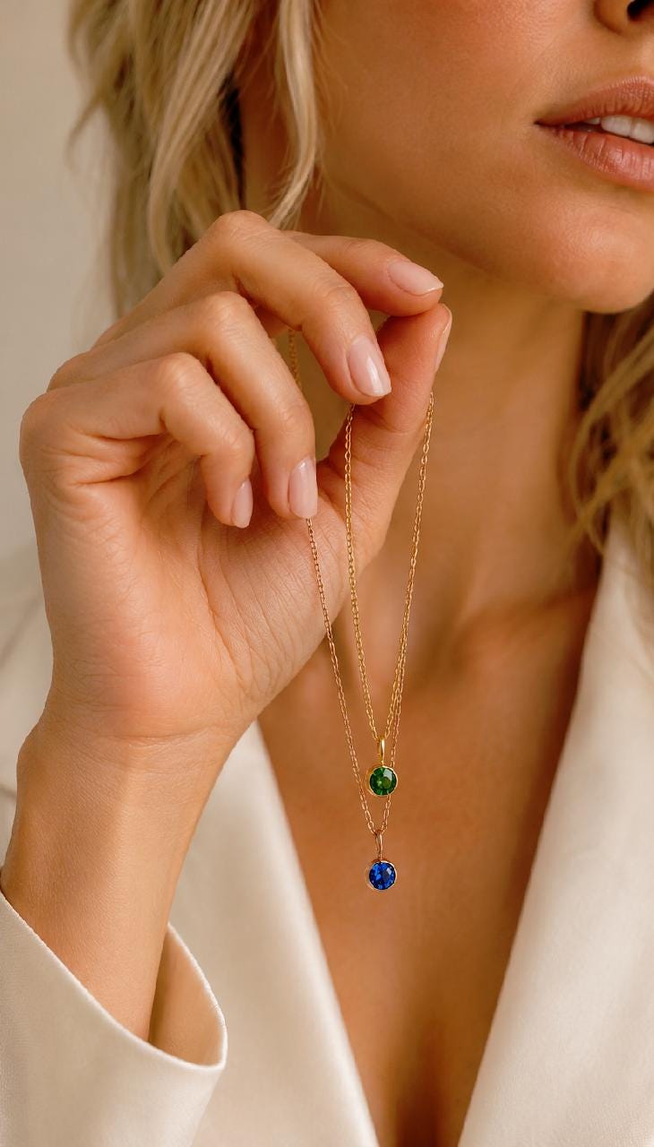 Personalized Birthstone Necklace - Dainty Gold, Silver & Rose Gold Pendant Jewelry - Custom Gift for Her