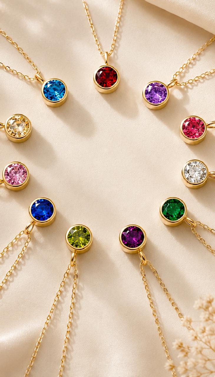 Personalized Birthstone Necklace - Dainty Gold, Silver & Rose Gold Pendant Jewelry - Custom Gift for Her