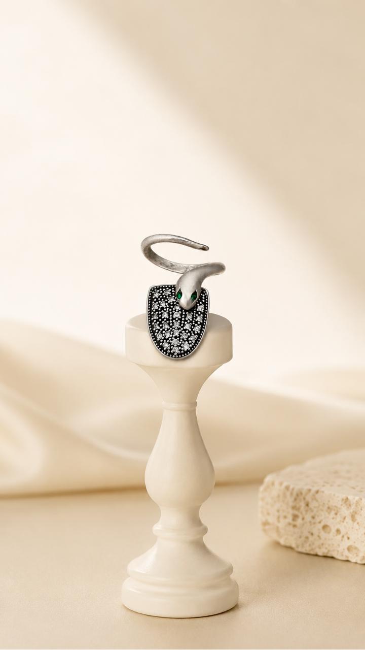 Sterling Silver Snake Nail Ring Set, Gothic Y2K Statement Fingertip Jewelry