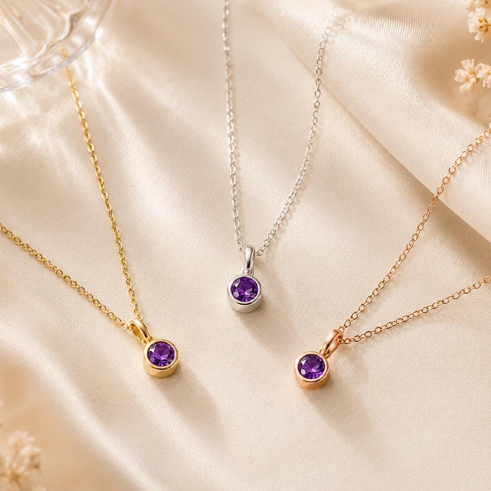 Personalized Birthstone Necklace - Dainty Gold, Silver & Rose Gold Pendant Jewelry - Custom Gift for Her