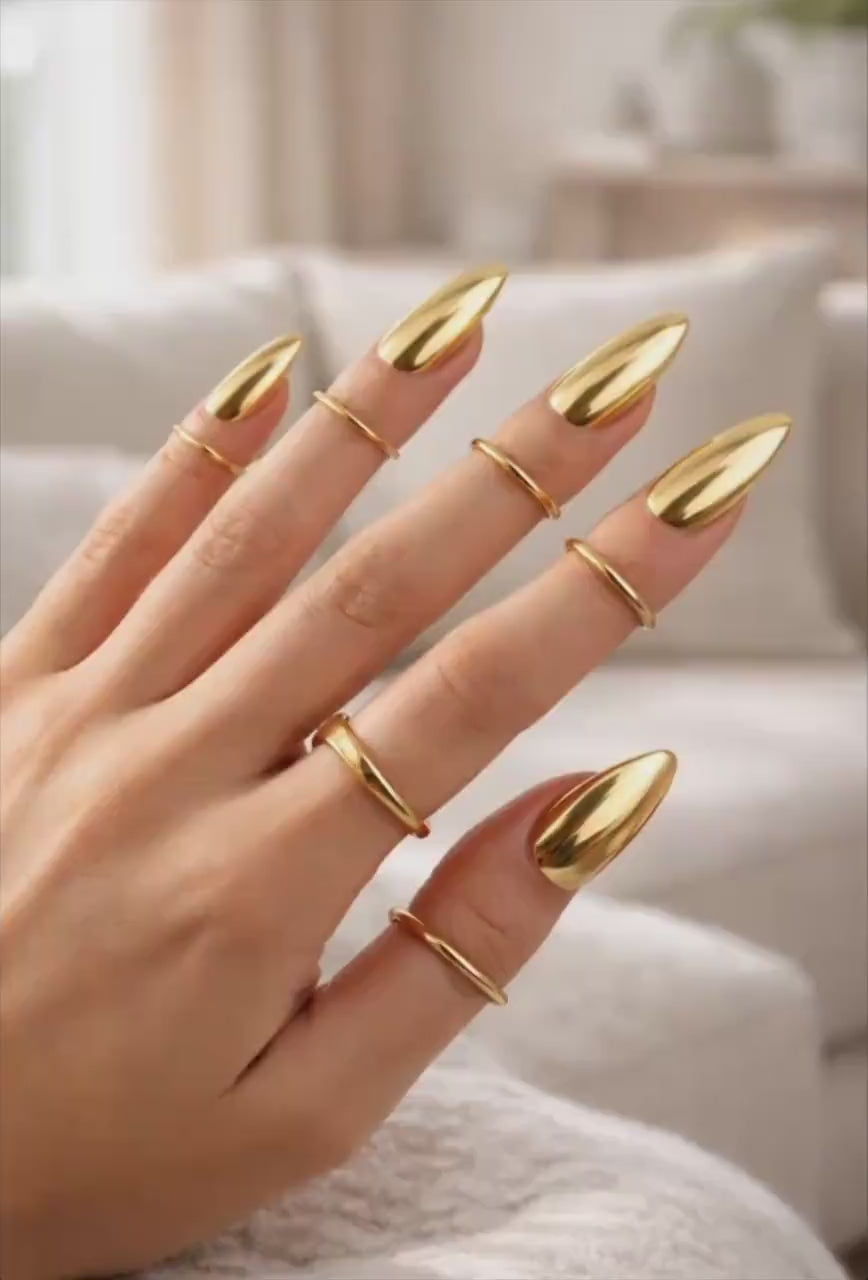 Metal Nail Rings Set - Gold Silver Adjustable Claws Jewelry for Fingertips
